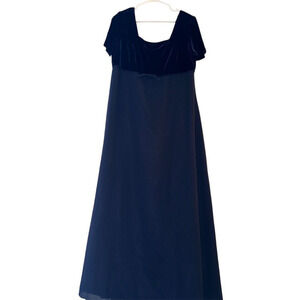 Michaelangelo Women's M Navy Blue Velvet‎ Bodice Long Gown Formal Dress